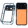 For iPhone 18 Pro Max / 17 Pro Max Case Ultra Clear Double-Sided Tempered Glass + Magnetic Metal Frame Phone Cover - Blue