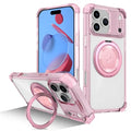 For iPhone 18 Pro Max / 17 Pro Max Case Compatible with MagSafe Rotating Kickstand PC + TPU Back Cover - Transparent Pink