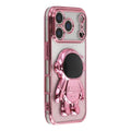 For iPhone 18 Pro Max / 17 Pro Max Case with Astronaut Kickstand PC + TPU Phone Cover Shiny Glitter - Pink