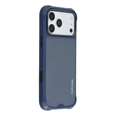 MUTURAL For iPhone 18 Pro Max / 17 Pro Max Magnetic Case Leather Coated TPU + PC Phone Cover with Metal Camera Frame - Dark Blue