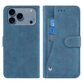 For iPhone 18 Pro Max / 17 Pro Max Case Retro PU Leather Wallet Phone Cover with Rotating Card Slots Holder - Blue