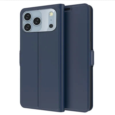 For iPhone 18 Pro Max / 17 Pro Max Case Shockproof TPU Inner Shell Leather Phone Cover Card Slot - Blue