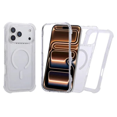 For iPhone 18 Pro Max / 17 Pro Max Case Compatible with MagSafe 3 in 1 TPU + PC Shockproof Matte Phone Back Cover - White