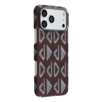 For iPhone 18 Pro Max / 17 Pro Max Magnetic Case Geometric Pattern Aramid Fiber Phone Cover with Metal Lens Frame - Red