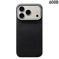 For iPhone 18 Pro Max / 17 Pro Max Magnetic Case Aramid Fiber 600D Fine Texture Phone Cover Metal Lens Frame - Black