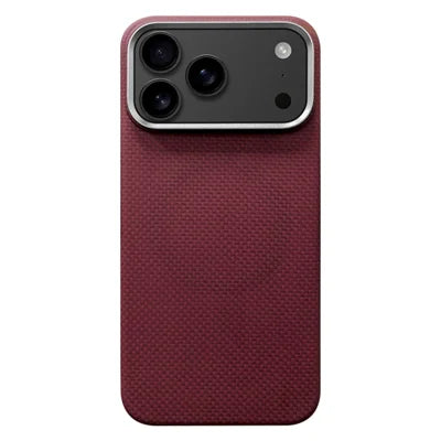 For iPhone 18 Pro Max / 17 Pro Max Magnetic Case Fine Grid Aramid Fiber Phone Cover with Metal Lens Frame