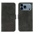 For iPhone 18 Pro Max / 17 Pro Max Case Wallet Stand Magnetic Clasp Closure Calf Texture Leather Phone Cover - Black