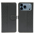 For iPhone 18 Pro Max / 17 Pro Max Case Magnetic Clasp Four Leaf Clover Leather Phone Cover - Black
