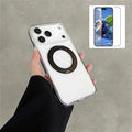 For iPhone 18 Pro Max / 17 Pro Max Crystal Clear Case Compatible with MagSafe TPU Acrylic PC Kickstand Phone Cover with Screen Film - Black