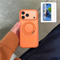 For iPhone 18 Pro Max / 17 Pro Max Kickstand Matte Case Compatible with MagSafe Silicone Acrylic PC Phone Shell with Screen Film - Orange