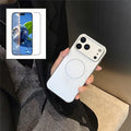 For iPhone 18 Pro Max / 17 Pro Max Matte Case Compatible with MagSafe Acrylic PC Phone Shell with Screen Film - White