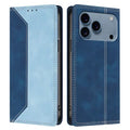 For iPhone 18 Pro Max / 17 Pro Max Leather Case Skin Touch Color Splicing RFID Blocking Wallet Stand Phone Cover - Dark Blue / Blue