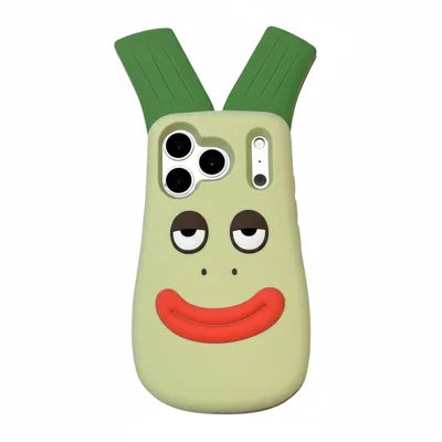For iPhone 18 Pro Max / 17 Pro Max Silicone Case Cute Big Green Onion Design Shockproof Phone Back Cover