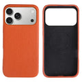 For iPhone 18 Pro Max / 17 Pro Max Case Compatible with MagSafe Litchi Texture Genuine Cow Leather + PC Phone Cover - Orange