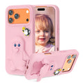 For iPhone 18 Pro Max / 17 Pro Max Case Penguin Design Kickstand Shockproof EVA Phone Cover - Pink