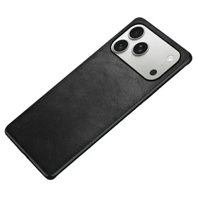 For iPhone 18 Pro Max / 17 Pro Max Case Retro Leather Coated PC + TPU Phone Cover - Black