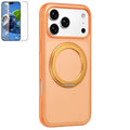For iPhone 18 Pro Max / 17 Pro Max Magnetic Case  Compatible with MagSafe  360° Rotatable TPU PC Phone Cover with Tempered Glass Film - Titanium Orange