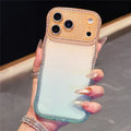 For iPhone 18 Pro Max / 17 Pro Max Case Rhinestone Decor Wave Frame Gradient Design TPU Phone Cover - Orange / Green