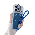 For iPhone 18 Pro Max / 17 Pro Max Case Compatible with MagSafe Lens Kickstand TPU Acrylic Phone Cover with Matching Hand Strap - Blue