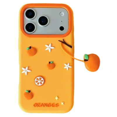 For iPhone 18 Pro Max / 17 Pro Max Silicone Case Cute Orange Shape Pendant Shockproof Phone Back Cover