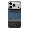 For iPhone 18 Pro Max / 17 Pro Max Case Gradient Aramid Fiber Magnetic Phone Cover with Metal Lens Frame Compatible with MagSafe  - Blue Floating Weave