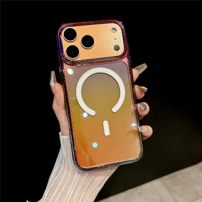 For iPhone 18 Pro Max / 17 Pro Max Magnetic Phone Cover Gradient Design TPU PC Shockproof Back Case Compatible with MagSafe - Transparent Black