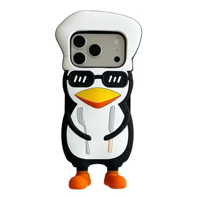 For iPhone 18 Pro Max / 17 Pro Max Case Cute 3D Cartoon Chef Penguin Design Shockproof Silicone Phone Back Cover