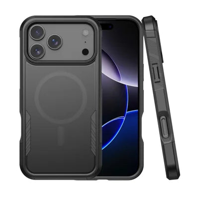 For iPhone 18 Pro Max / 17 Pro Max Magnetic Case PC + TPU Shockproof Matte Phone Cover - Black