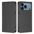 For iPhone 18 Pro Max / 17 Pro Max Leather Wallet Case Magnetic Closure RFID Blocking Phone Cover - Black