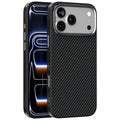 ABEEL For iPhone 18 Pro Max / 17 Pro Max Case Compatible with MagSafe Slim Carbon Fiber Texture TPU PC PU Phone Back Cover - Black