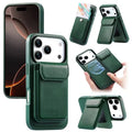 CASENEO For iPhone 18 Pro Max / 17 Pro Max Magnetic Case PU Leather PC Phone Cover with Detachable Card Holder Kickstand Compatible with MagSafe - Green