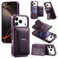 CASENEO For iPhone 18 Pro Max / 17 Pro Max Detachable Magnetic Phone Case with Card Holder Kickstand TPU PU Leather PC Phone Cover Compatible with MagSafe - Purple