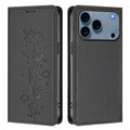 For iPhone 18 Pro Max / 17 Pro Max Case RFID Blocking Wallet Stand Imprinted Cat Pattern Leather Phone Cover - Black