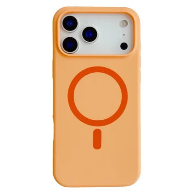 For iPhone 18 Pro Max / 17 Pro Max Magnetic Case Silicone + PC Protective Phone Back Cover Compatible with MagSafe - Orange