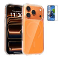 For iPhone 18 Pro Max / 17 Pro Max Magnetic Case TPU PC Clear Phone Cover with Explosion-Proof Tempered Glass Compatible with MagSafe - Orange