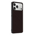For iPhone 18 Pro Max / 17 Pro Max Case X-Patterned TPU PU Leather PC Anti-Drop Phone Cover - Brown