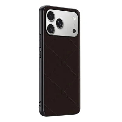For iPhone 18 Pro Max / 17 Pro Max Case X-Patterned TPU PU Leather PC Anti-Drop Phone Cover - Brown
