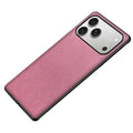 For iPhone 18 Pro Max / 17 Pro Max Case Silk-Textured PU Leather Coated PC TPU Protective Phone Back Cover - Pink