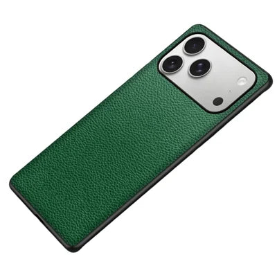 For iPhone 18 Pro Max / 17 Pro Max Case Litchi Texture PU Leather Coated PC + TPU Protective Phone Back Cover - Green
