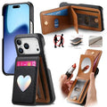 For iPhone 18 Pro Max / 17 Pro Max Case with Mirror Card Holder RFID Blocking Litchi Texture PU PC Phone Back Cover - Black