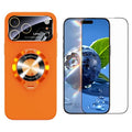 For iPhone 18 Pro Max / 17 Pro Max Magnetic Case Ultra-thin TPU Anti-drop Phone Cover with Kickstand and Tempered Glass Compatible with MagSafe - Orange