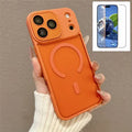 For iPhone 18 Pro Max / 17 Pro Max Matte Case PC + TPU All-wrapped Protection Magnetic Phone Cover with Tempered Glass Compatible with MagSafe - Orange
