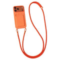 For iPhone 18 Pro Max / 17 Pro Max Case Liquid Silicone Card Holder Protective Phone Cover with Adjustable Crossbody Strap - Orange
