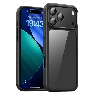 For iPhone 18 Pro Max / 17 Pro Max Case Shockproof Slim Hard PC+Soft TPU Phone Cover - Black