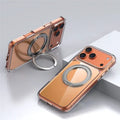 Bulk Purchasing For iPhone 18 Pro Max / 17 Pro Max Magnetic Phone Case PC TPU Back Cover with 360 Rotating Ring Holder - Transparent