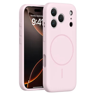 For iPhone 18 Pro Max / 17 Pro Max Magnetic Phone Case Liquid Silicone PC Protective Back Cover Compatible with MagSafe - Cherry