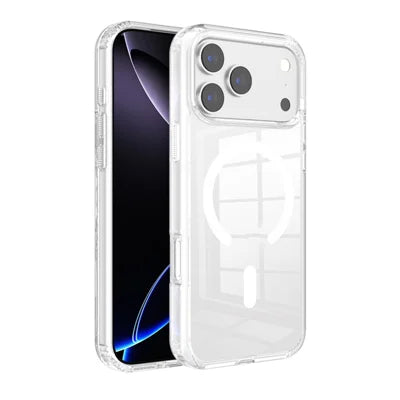 For iPhone 18 Pro Max / 17 Pro Max Clear Magnetic Case TPU PC Shockproof Phone Cover Compatible with MagSafe - Transparent