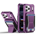 For iPhone 18 Pro Max / 17 Pro Max Case Elastic Band Card Holder Leather + TPU Kickstand Phone Cover - Purple