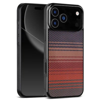 For iPhone 18 Pro Max / 17 Pro Max Magnetic Case Aramid Fiber Shockproof Anti-slip Cover Compatible with Magsafe - Sunset Yellow