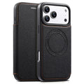 ESEBLE For iPhone 18 Pro Max / 17 Pro Max Magnetic Case Ultra Thin Litching Textured Leather Flip Cover with Card Slot Compatible with Magsafe - Black